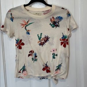 Madewell floral cotton tee with tie in front